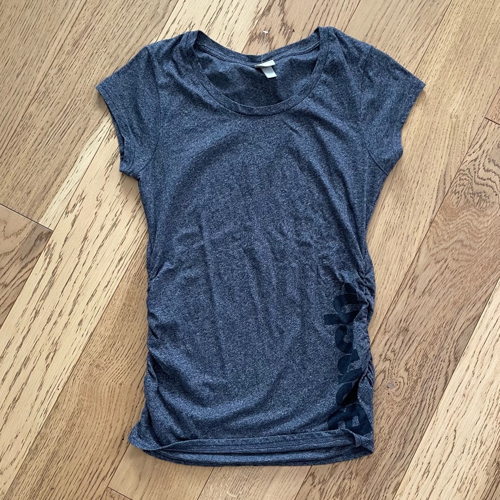 BENCH Cap Sleeve Dark Grey Cotton Ruched T-shirt Medium